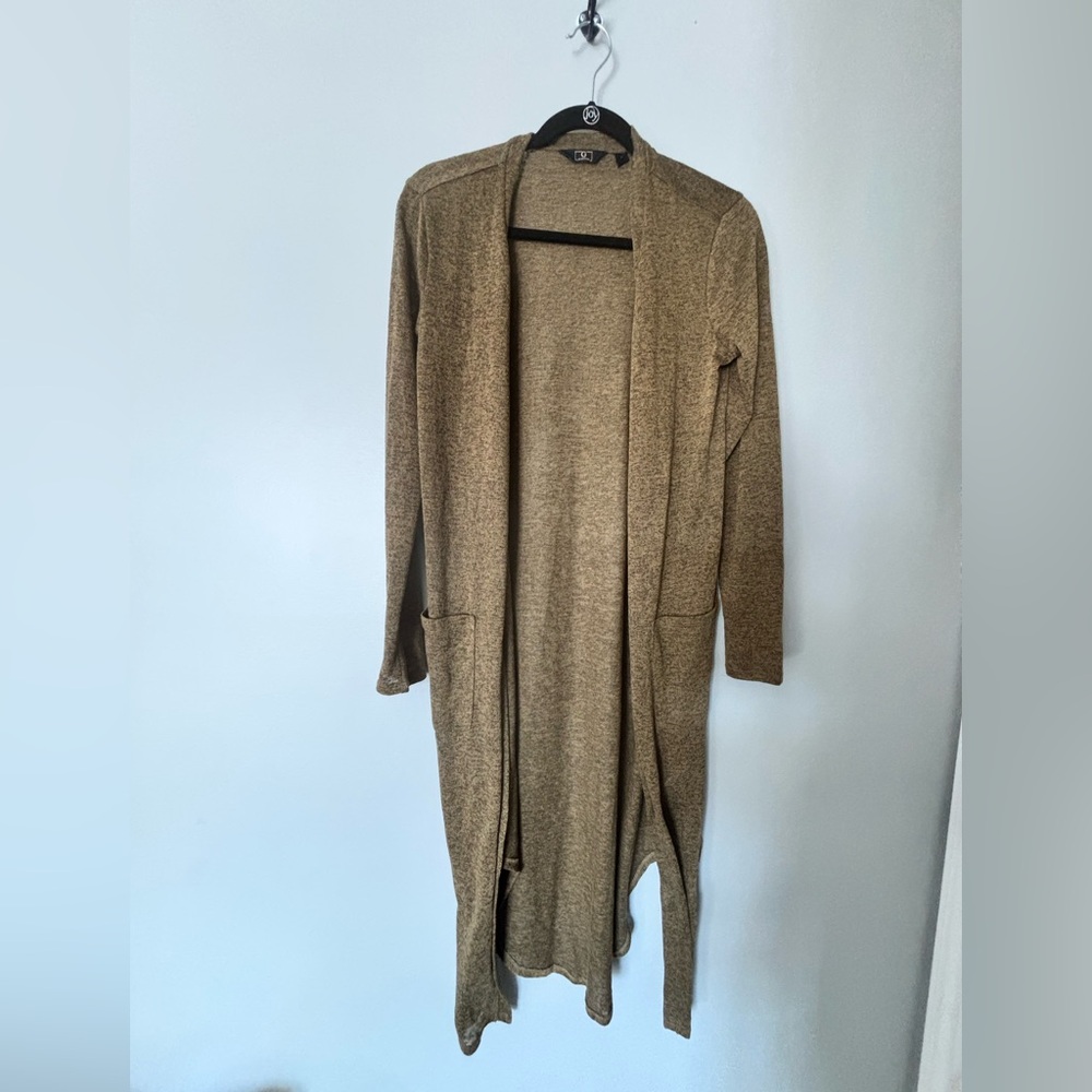 G by Giuliana Taupe/Brown Open-Front Long Cardigan